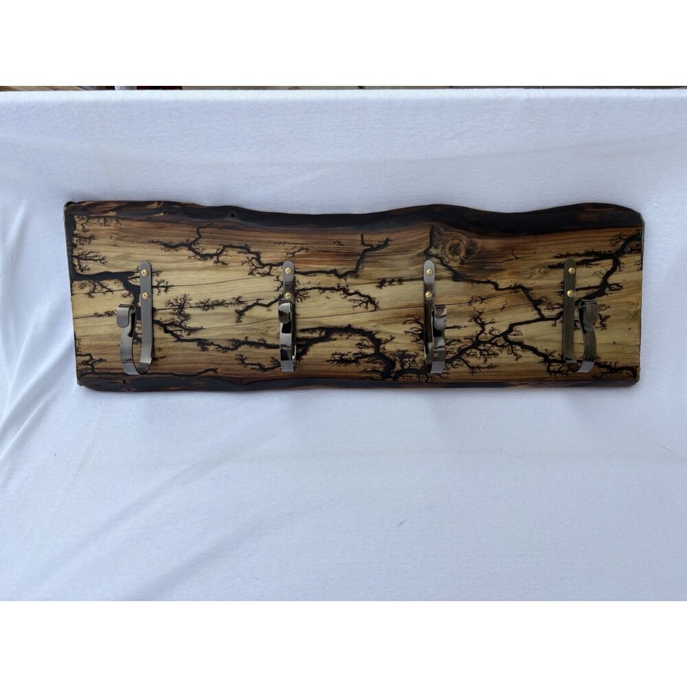 Handmade Live Edge Lichtenberg Fractal Burned  Rack - Coat/Leash Holder